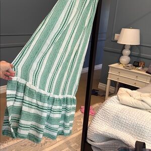 Velvet by graham & Spencer Green and White Striped Dress XL